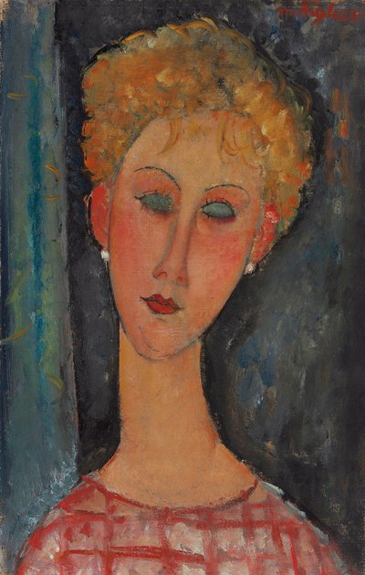 Mujer rubia con cabello rizado, c.1918-1919 de Amedeo Modigliani