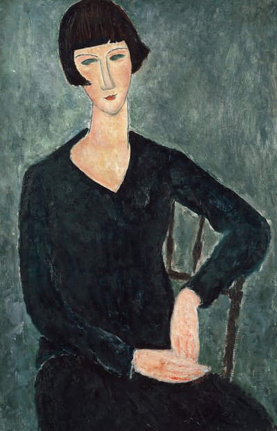 Mujer sentada con vestido azul de Amedeo Modigliani