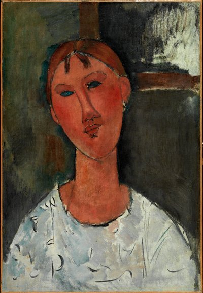 Muchacha con blusa blanca, c.1915 (óleo sobre lienzo) de Amedeo Modigliani