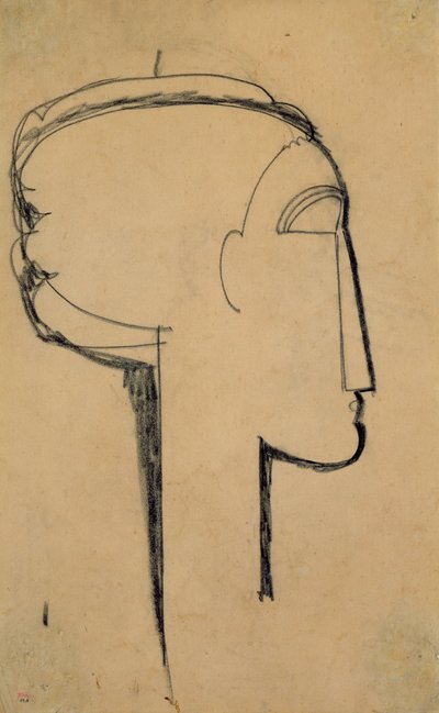 Cabeza de perfil de Amedeo Modigliani