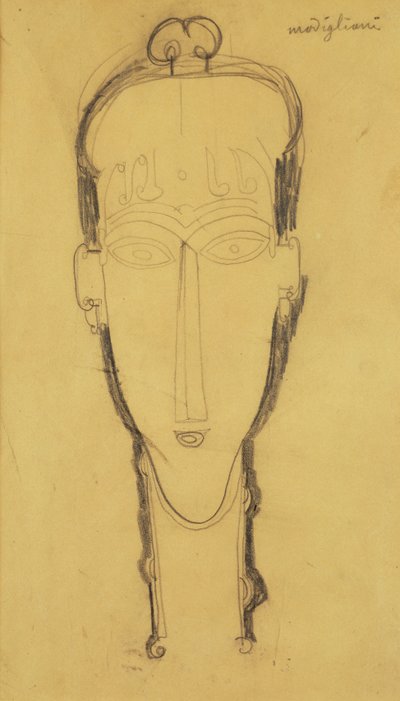 Cabeza de una cariátide con tocado, 1911 de Amedeo Modigliani
