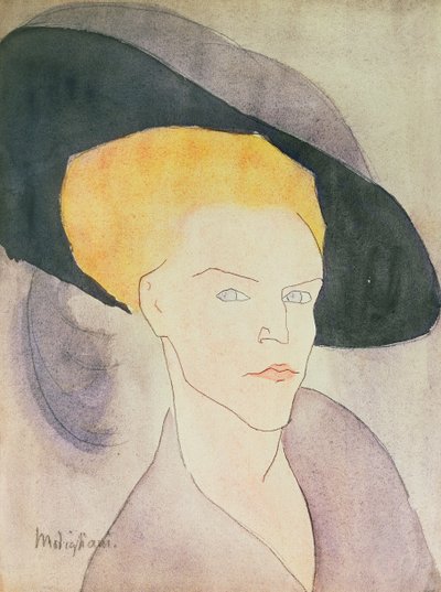 Cabeza de una mujer con sombrero, 1907 de Amedeo Modigliani