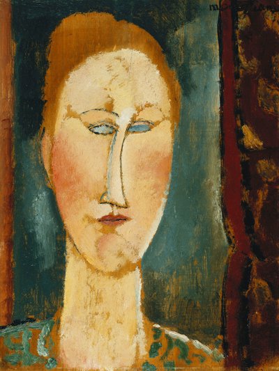 Cabeza de una mujer con cabello rojo de Amedeo Modigliani