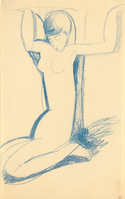 Cariatide azul arrodillada, c. 1911 de Amedeo Modigliani
