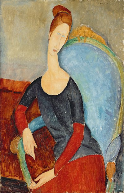 Mme Hebuterne en una Silla Azul, 1918 de Amedeo Modigliani