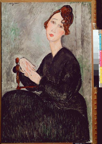 Retrato de Dedie Hayden (D.H.) Mujer vestida de negro con expresión melancólica de Amedeo Modigliani