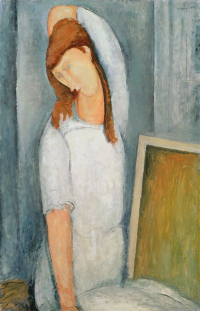 Retrato de Jeanne Hebuterne (1898-1920) con su brazo izquierdo detrás de su cabeza de Amedeo Modigliani