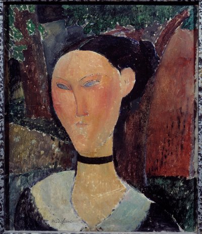 Retrato de Mujer con Cinta de Terciopelo de Amedeo Modigliani