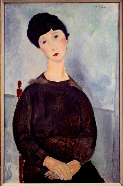 Retrato de una chica morena sentada pintado por Amedeo Modigliani de Amedeo Modigliani