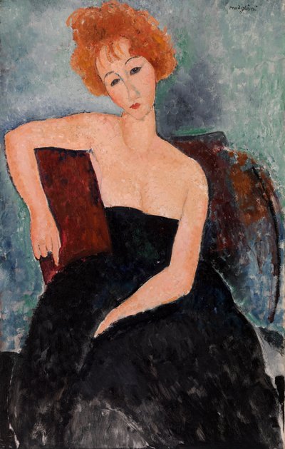 Chica pelirroja en vestido de noche de Amedeo Modigliani