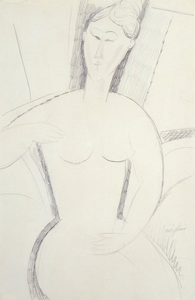 mujer sentada (lápiz) de Amedeo Modigliani
