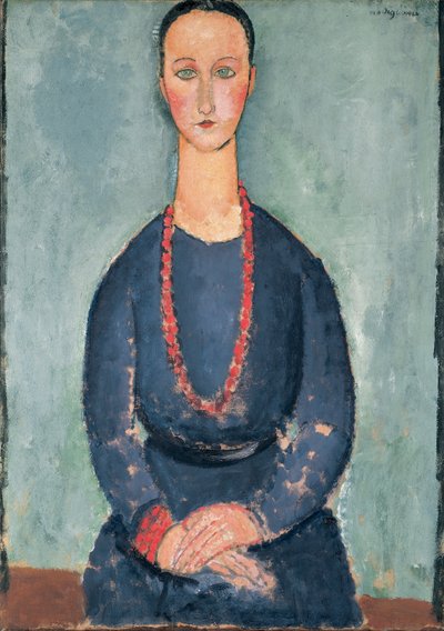 Mujer con collar rojo, 1918 de Amedeo Modigliani