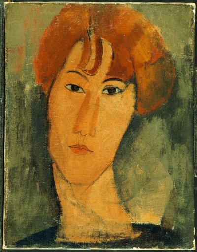 Joven con cabello rojo y collar de Amedeo Modigliani