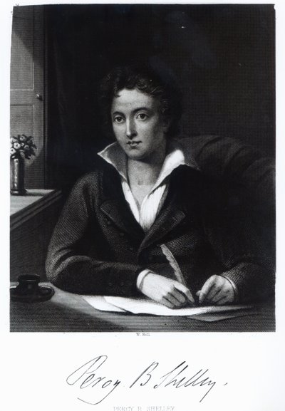 Percy Bysshe Shelley, grabado por William Holl de Amelia Curran