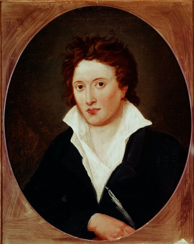 Retrato de Percy Bysshe Shelley poeta británico. Pintura de Amelia Curran de Amelia Curran