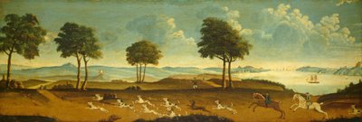 Escena de caza con un puerto de American 18th Century