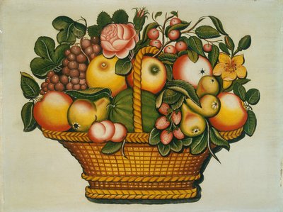 Cesta de Frutas con Flores de American 19th Century