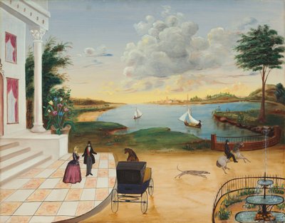 Saliendo de la casa solariega de American 19th Century
