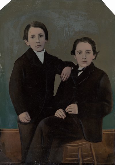 Retrato de dos niños de American 19th Century