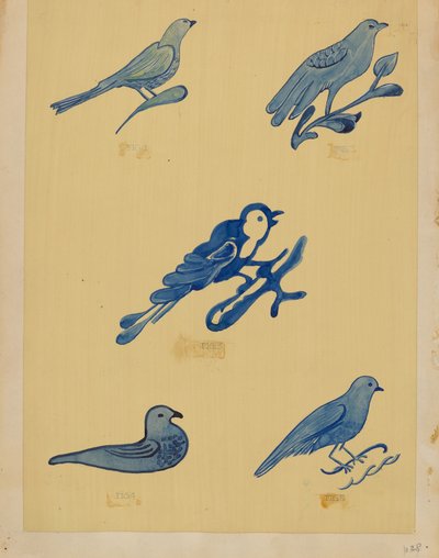 Decoraciones de pájaros en loza de American 20th Century