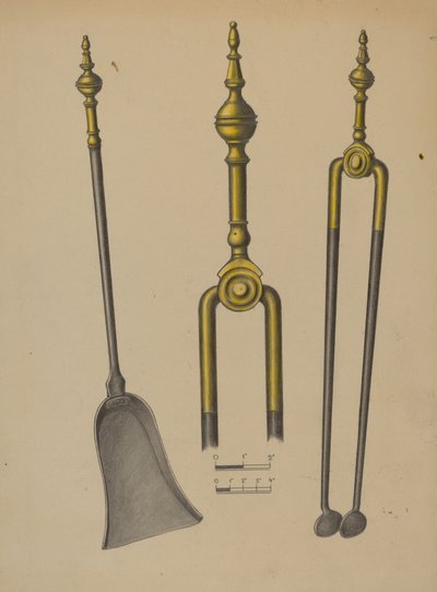 Tenazas y Pala para Fuego de American 20th Century