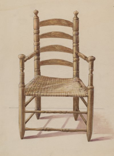 Silla de respaldo de escalera de American 20th Century