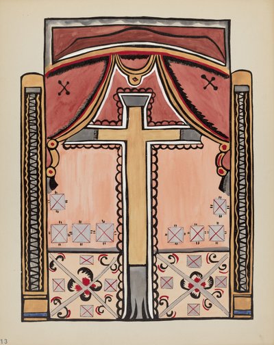 Placa 13: Diseño con Cruz, Chimayo: Del Portafolio "Diseños Coloniales Españoles de Nuevo México" de American 20th Century