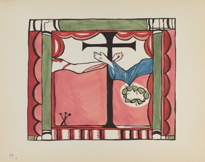 Placa 14: Retablo principal, Chimayo: De la cartera "Diseños coloniales españoles de Nuevo México" de American 20th Century