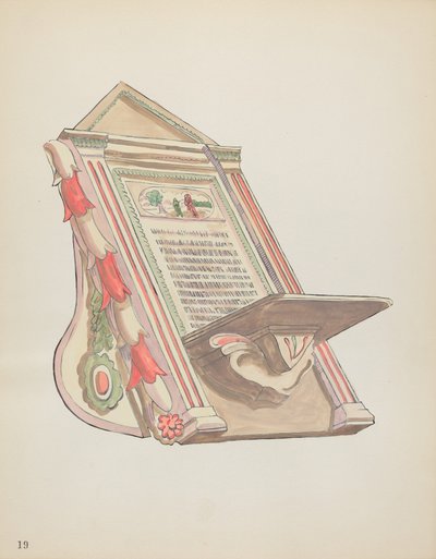 Placa 19: Atril de lectura, Chimayo: De la cartera "Diseños coloniales españoles de Nuevo México" de American 20th Century