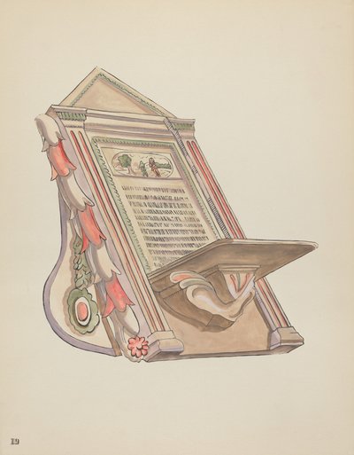Placa 19: Atril: Del portafolio "Diseños coloniales españoles de Nuevo México" de American 20th Century