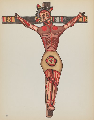 Placa 27: Cristo crucificado: De la cartera "Diseños coloniales españoles de Nuevo México" de American 20th Century