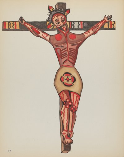 Placa 27: Cristo crucificado: De la cartera "Diseños coloniales españoles de Nuevo México" de American 20th Century