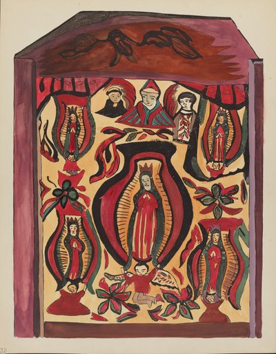 Placa 32: Nuestra Señora de Guadalupe: Del portafolio "Diseños coloniales españoles de Nuevo México" de American 20th Century