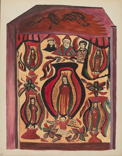 Placa 32: Nuestra Señora de Guadalupe: De la cartera "Diseños coloniales españoles de Nuevo México" de American 20th Century