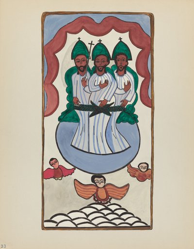 Placa 33: La Santísima Trinidad: De la cartera "Diseños coloniales españoles de Nuevo México" de American 20th Century