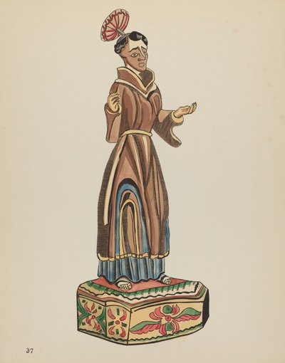 Placa 37: San Antonio Bulto: Del Portafolio "Diseños Coloniales Españoles de Nuevo México" de American 20th Century