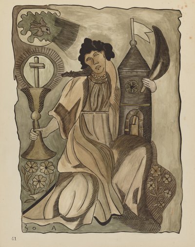 Placa 41: Santa Bárbara: De la Cartera "Diseños Coloniales Españoles de Nuevo México" de American 20th Century