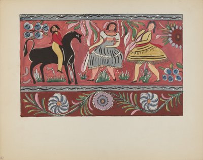 Plato 42: Diseño de Cofre Pintado: Del Portafolio "Diseños Coloniales Españoles de Nuevo México" de American 20th Century