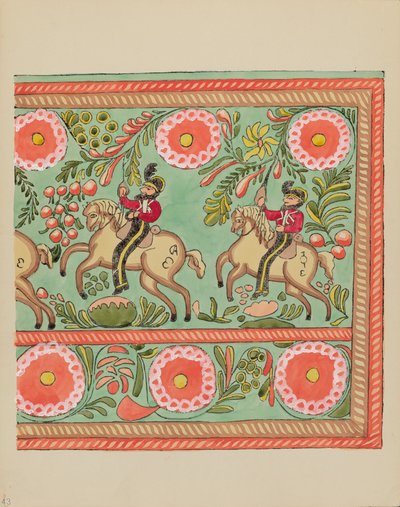 Placa 43: Diseño de Cofre Pintado: Del Portafolio "Diseños Coloniales Españoles de Nuevo México" de American 20th Century