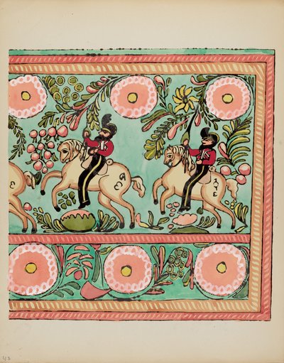 Placa 43: Diseño de Cofre Pintado: De la Cartera "Diseños Coloniales Españoles de Nuevo México" de American 20th Century