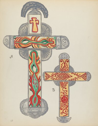 Placa 47: Cruces de Estaño: Del Portafolio "Diseños Coloniales Españoles de Nuevo México" de American 20th Century