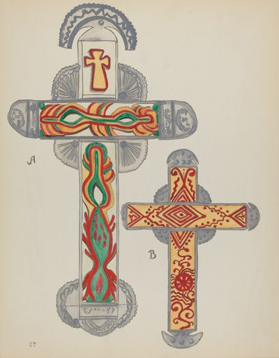 Placa 47: Cruces de Hojalata: De la Cartera "Diseños Coloniales Españoles de Nuevo México" de American 20th Century