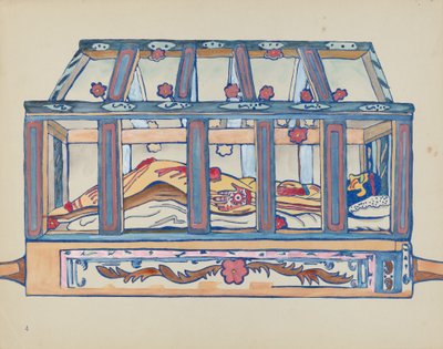 Lámina 4: Cristo en el sepulcro: Del portafolio "Diseños coloniales españoles de Nuevo México" de American 20th Century