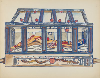 Placa 4: Cristo en el sepulcro: Del portafolio "Diseños coloniales españoles de Nuevo México" de American 20th Century
