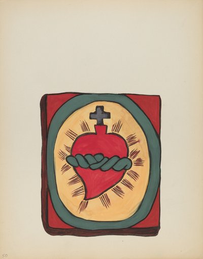 Placa 50: Sagrado Corazón: De la cartera "Diseños coloniales españoles de Nuevo México" de American 20th Century