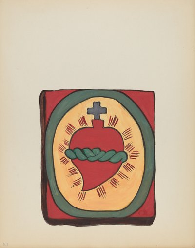 Placa 50: Sagrado Corazón: Del portafolio "Diseños coloniales españoles de Nuevo México" de American 20th Century