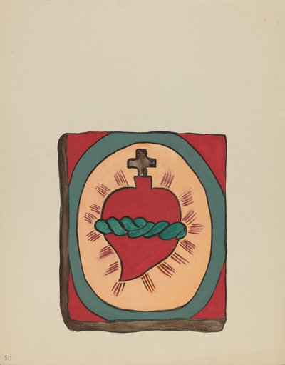 Placa 50: Sagrado Corazón: Del portafolio "Diseños coloniales españoles de Nuevo México" de American 20th Century