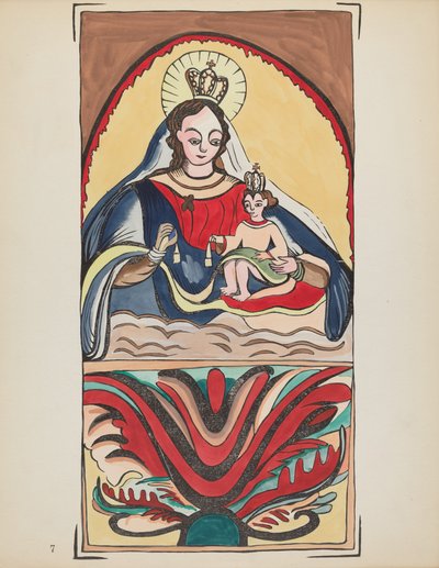 Placa 7: Nuestra Señora del Monte Carmelo: De la Cartera "Diseños Coloniales Españoles de Nuevo México" de American 20th Century
