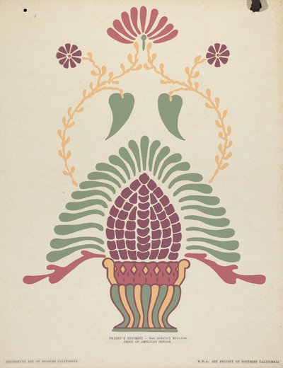 Vestimenta del sacerdote de la Misión San Gabriel del portafolio "Arte decorativo de la California española" de American 20th Century