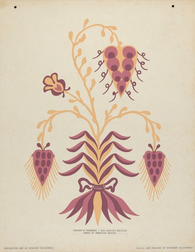 Vestimenta del sacerdote de la Misión San Gabriel del portafolio "Arte decorativo de la California española" de American 20th Century